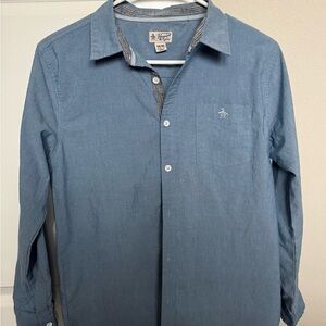 Original Penguin Men's Casual Long Sleeve Blue Shirt